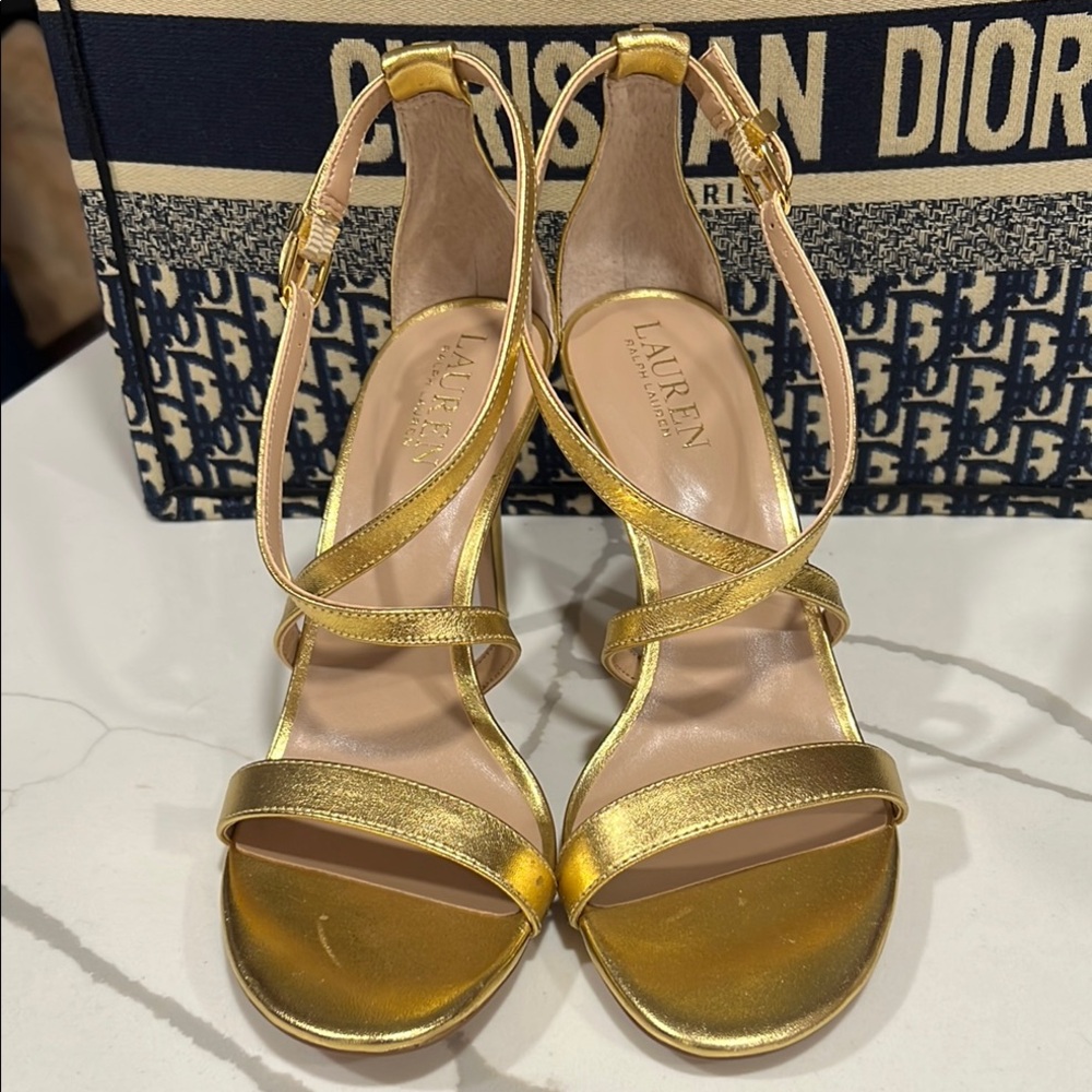Ralph Lauren Gold Strappy Sandals